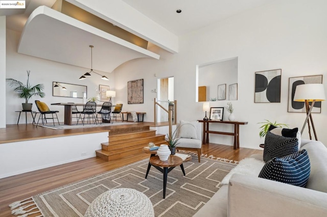 living room with hardwood / wood-style floors