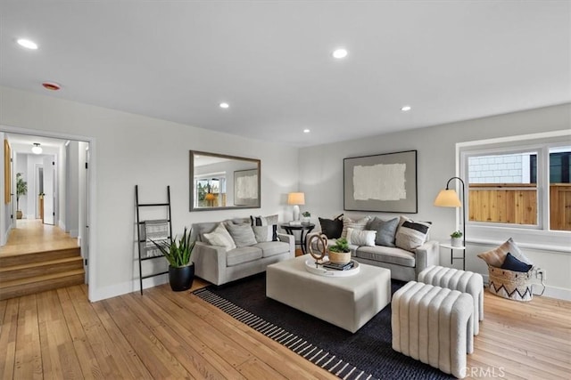 living room with light wood-type flooring