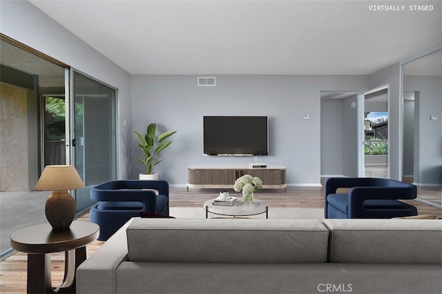 living room featuring hardwood / wood-style flooring