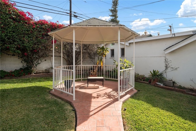 view of yard with a gazebo