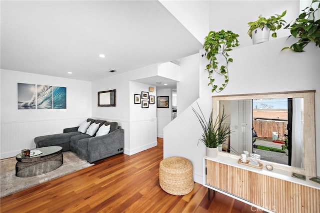 living room featuring wood-type flooring