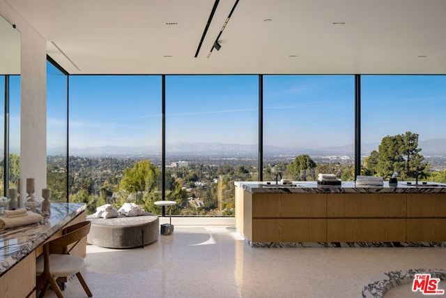 interior space featuring a mountain view