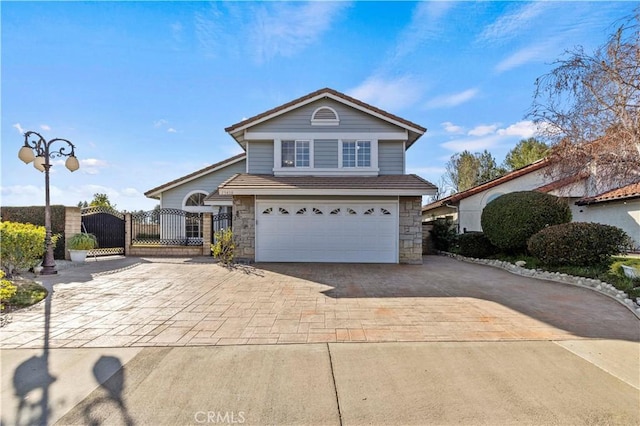 front of property featuring a garage