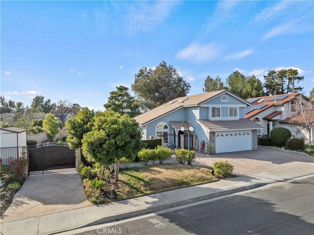 front of property with a garage