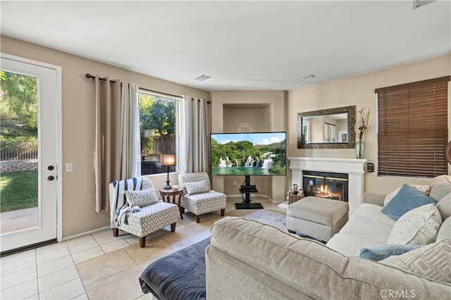 view of tiled living room