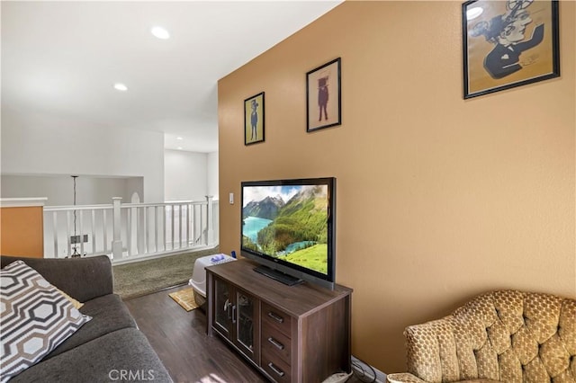 living room featuring dark hardwood / wood-style floors