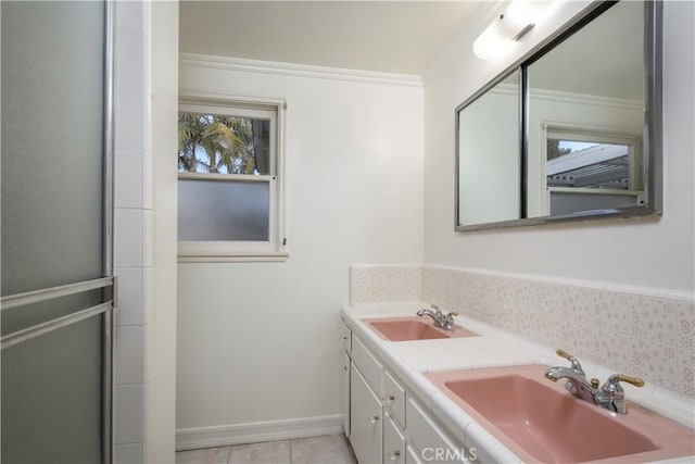 bathroom featuring vanity and tile patterned floors