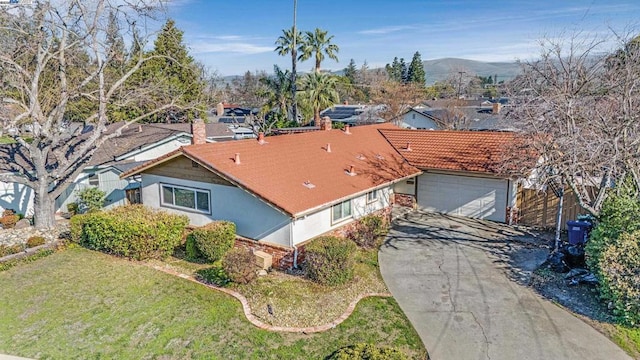 aerial view featuring a mountain view