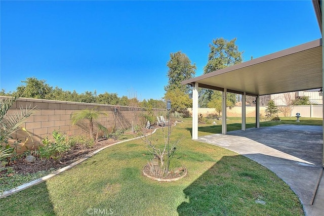 view of yard with a patio area