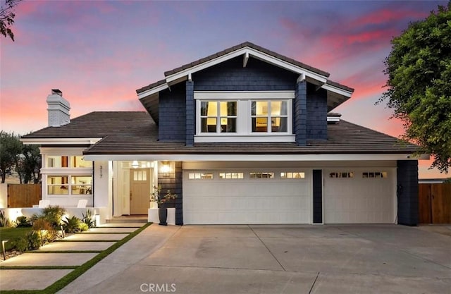 view of front of house with a garage