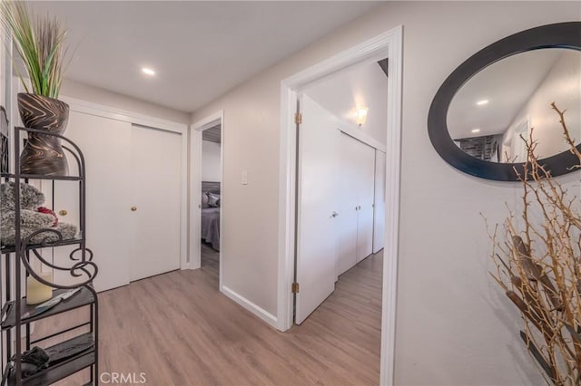 hall featuring light hardwood / wood-style floors