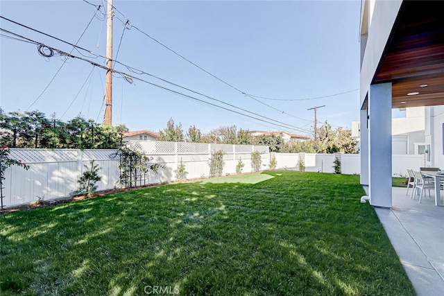 view of yard featuring a patio area