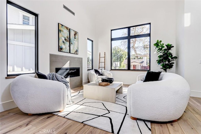 living room featuring light hardwood / wood-style floors