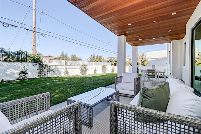 view of patio featuring an outdoor living space