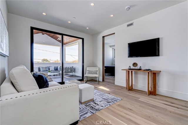 living room featuring light hardwood / wood-style flooring