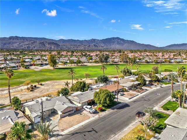 drone / aerial view with a mountain view