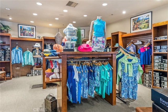 spacious closet with carpet flooring and visible vents