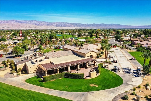 bird's eye view with a mountain view