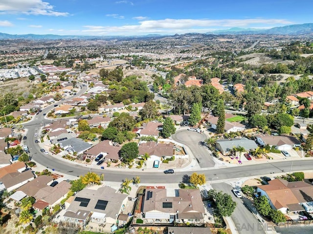 drone / aerial view with a mountain view