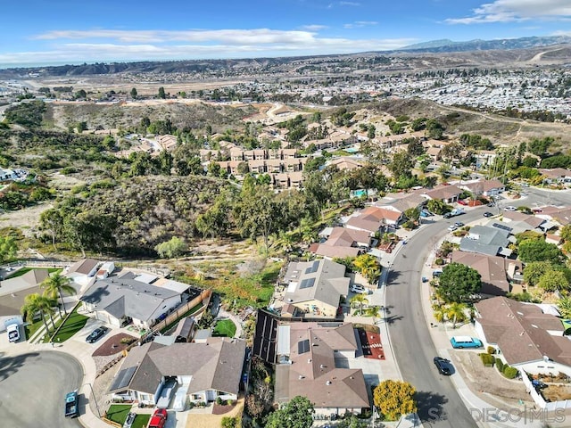 drone / aerial view with a mountain view