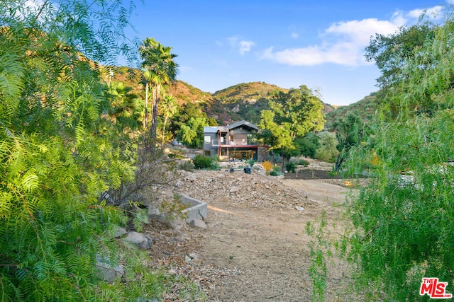 view of yard featuring a mountain view