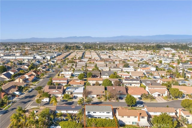 bird's eye view with a mountain view