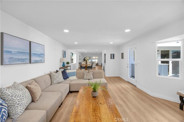 living room featuring light hardwood / wood-style floors