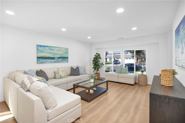 living room featuring light hardwood / wood-style floors