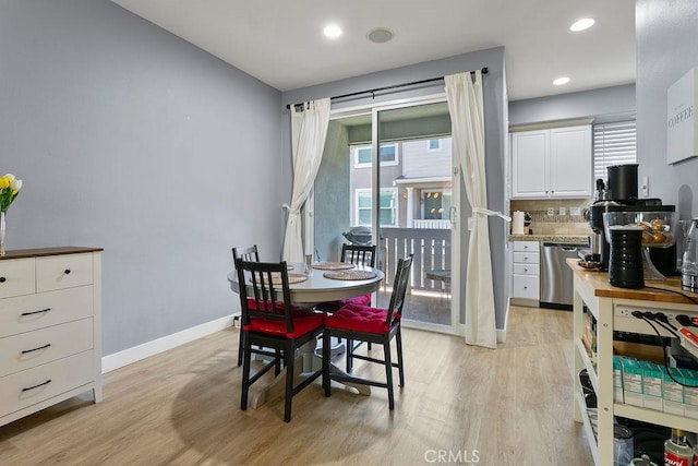 dining room featuring light hardwood / wood-style floors