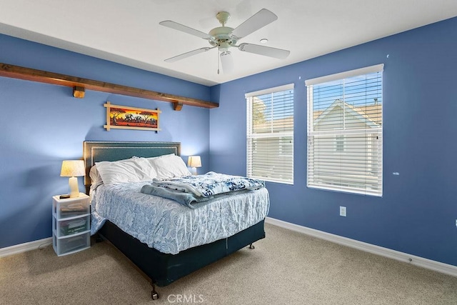 bedroom featuring carpet flooring and ceiling fan