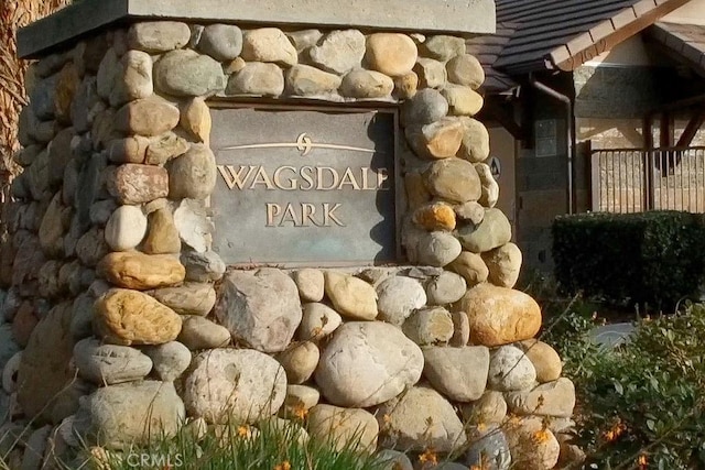 view of community sign