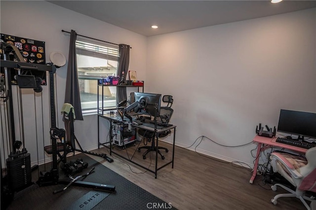 office area featuring hardwood / wood-style floors