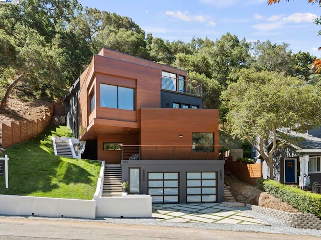 contemporary home with a garage