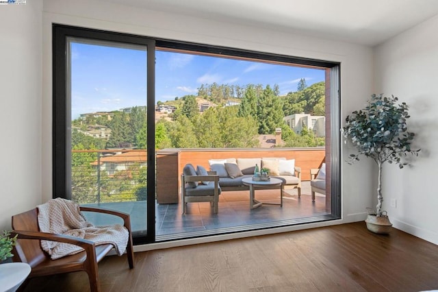 doorway to outside featuring hardwood / wood-style floors