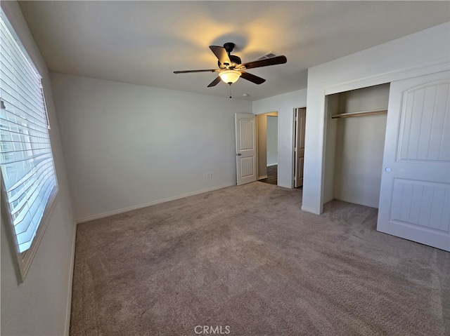 26605 Rose Bud Ln, Moreno Valley, CA 92555 - unfurnished bedroom with carpet floors, a closet, and ceiling fan
