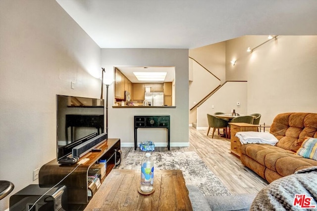 living room with light wood-type flooring