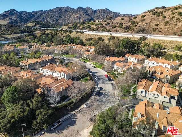 drone / aerial view with a mountain view