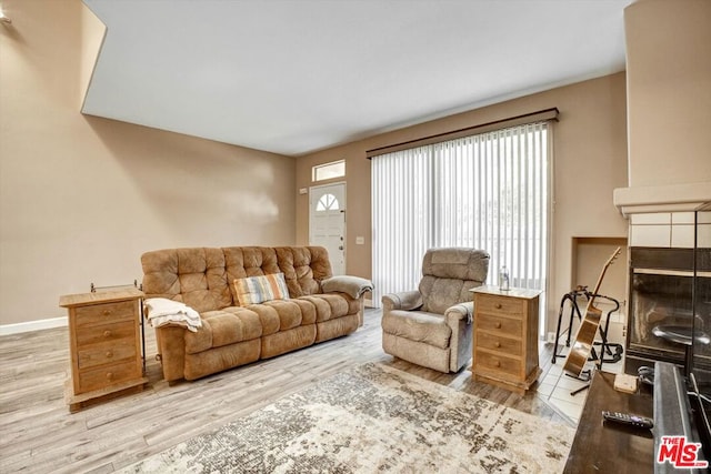 living room with light wood-type flooring