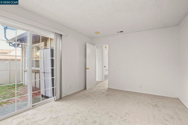 carpeted spare room featuring a textured ceiling