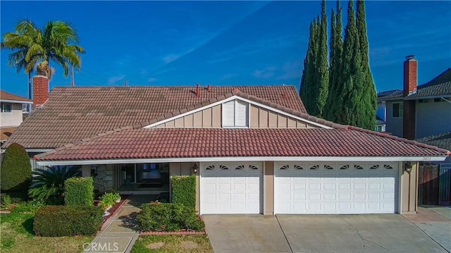 view of front of property with a garage