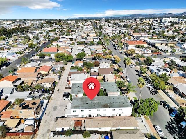 aerial view with a mountain view