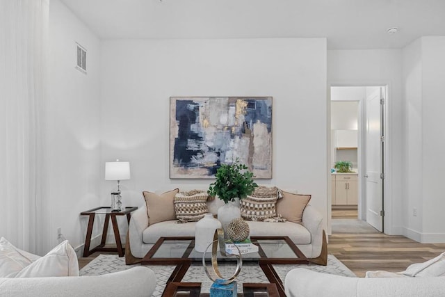 living room featuring light hardwood / wood-style flooring