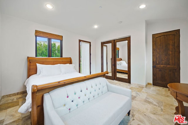 bedroom featuring french doors