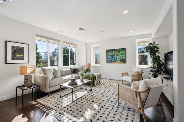 living room with hardwood / wood-style floors