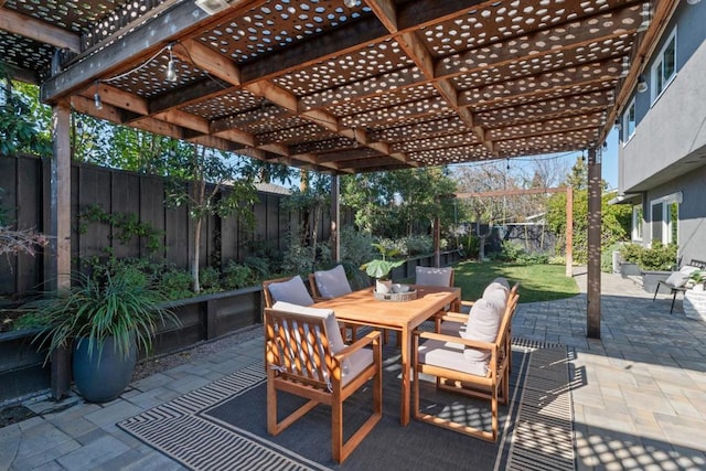 view of patio / terrace featuring a pergola