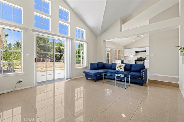 view of tiled living room