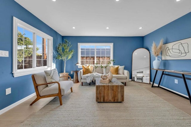 living room featuring light hardwood / wood-style floors