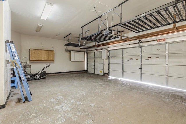 garage with a garage door opener