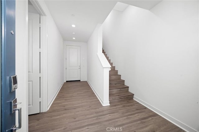 interior space with light hardwood / wood-style flooring