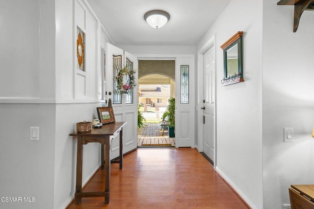 entrance foyer featuring wood-type flooring